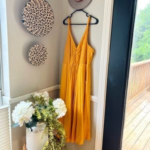 Torrid Smocked Side Mustard Yellow Midi Dress Size 2X
